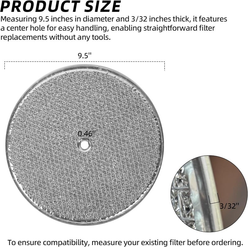 Calvana (3-Pack) 9-1/2" Round x 3/32" Aluminum Grease Filters with Center Hole, Range Hood Filter, Kitchen Exhaust Fan Filters Replacement - Image 2